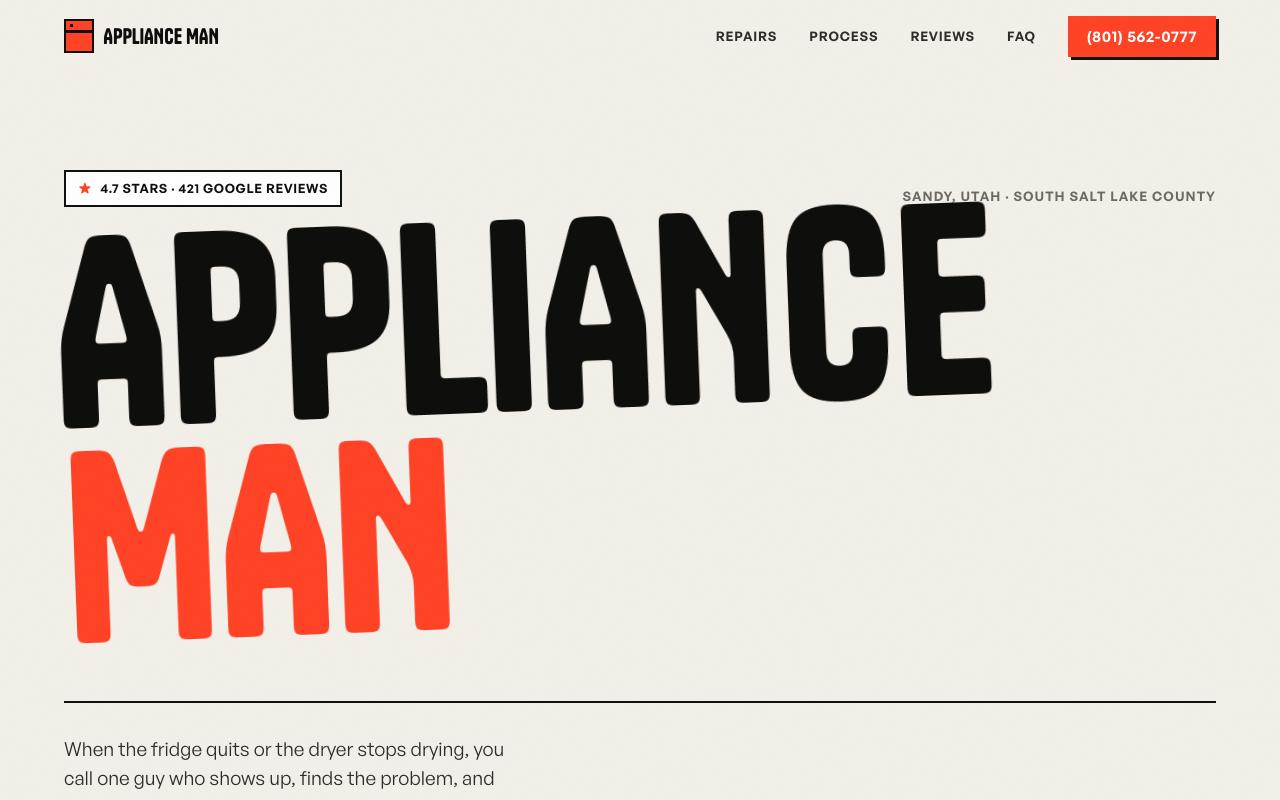 Appliance Man website design