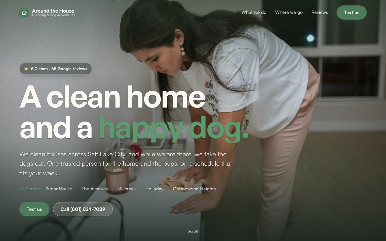 Around the House Cleaning & Dog Adventures website design