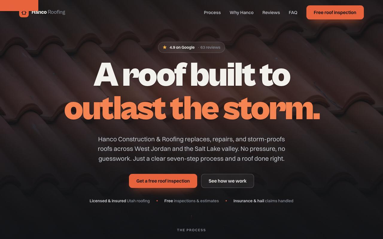 Hanco Construction & Roofing website design