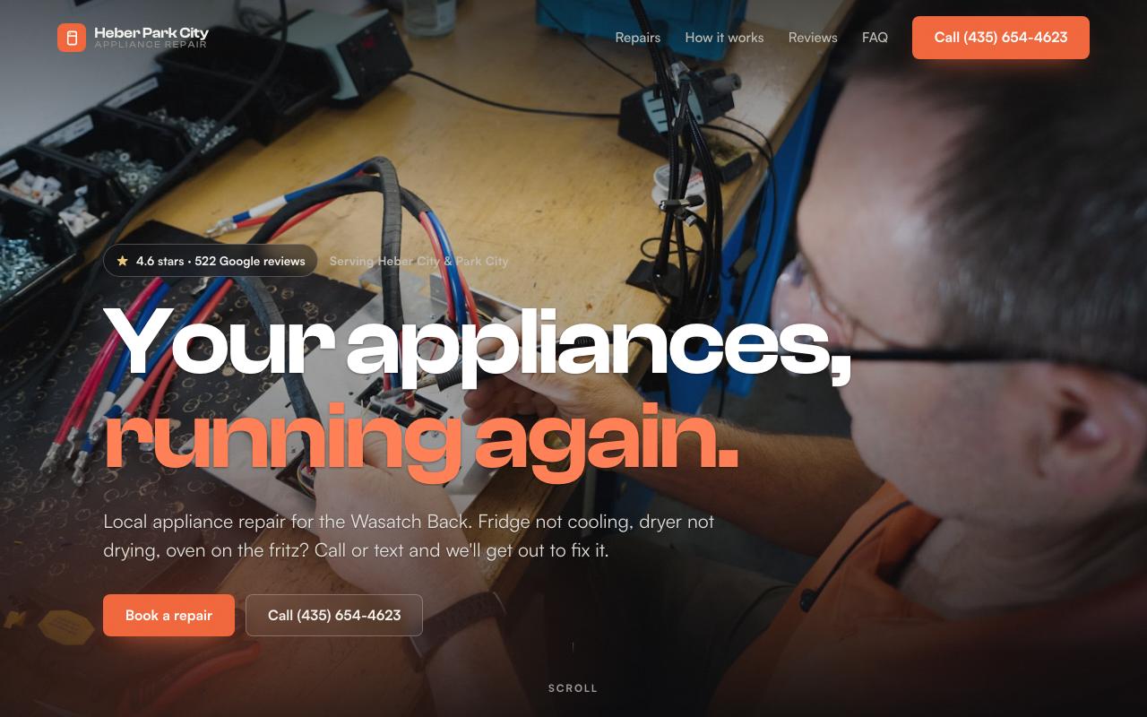 Heber Park City Appliance website design
