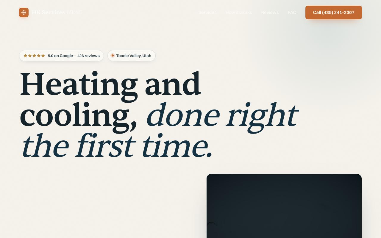 Hk Services Hvac website design