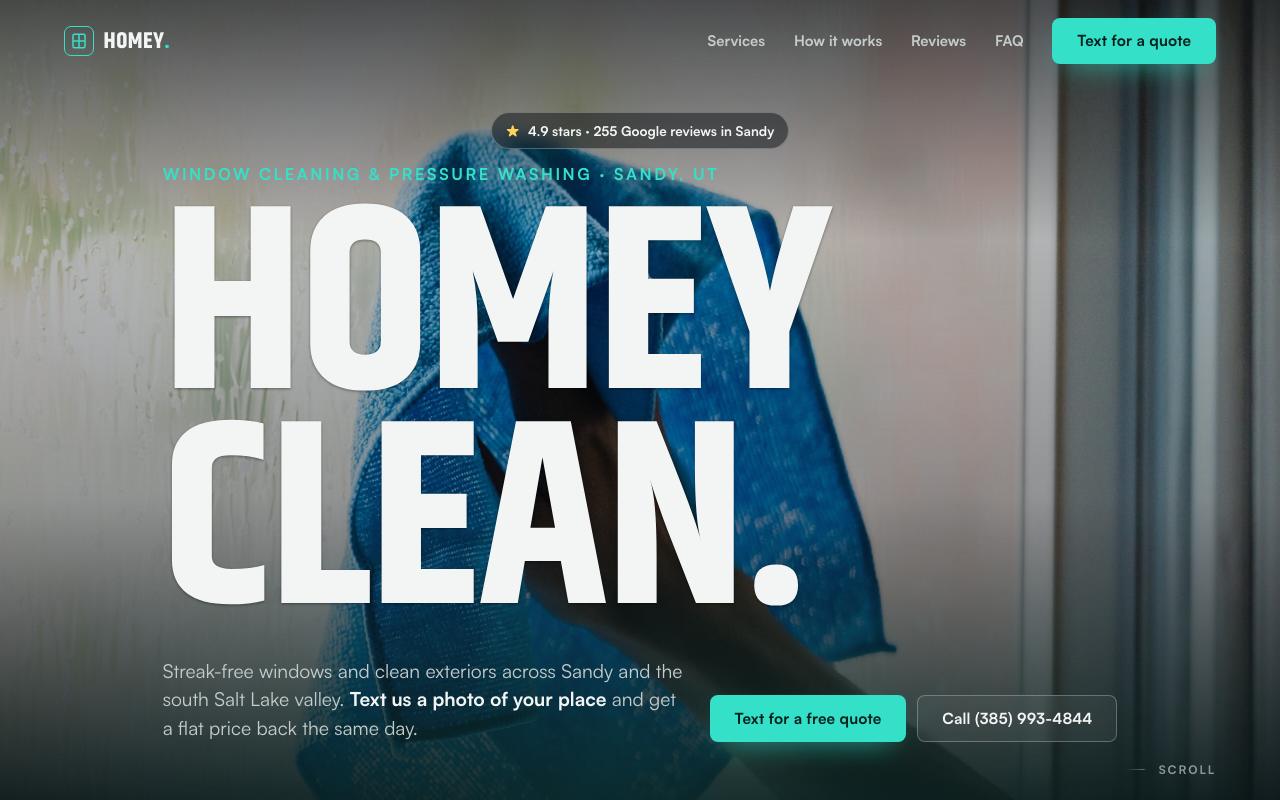 Homey Window Cleaning & Pressure Washing (Near Me) website design