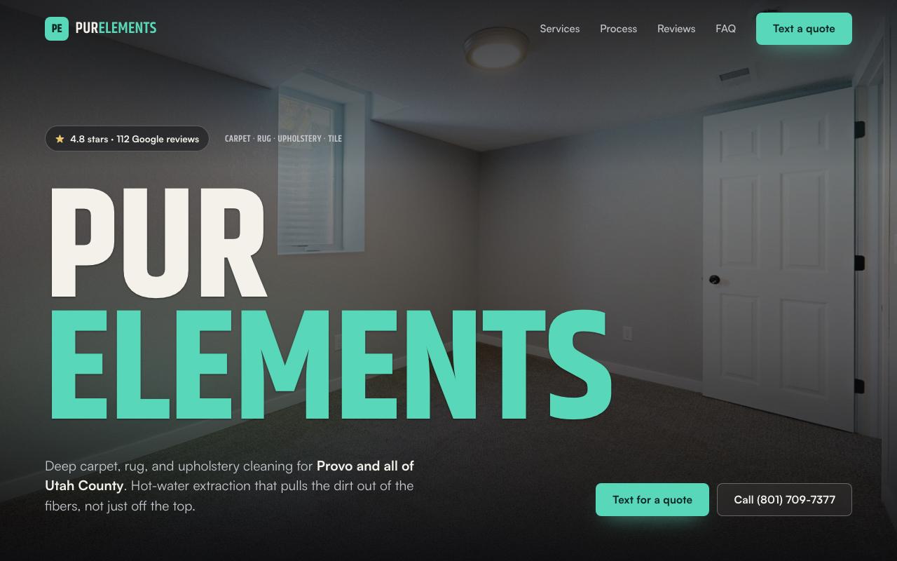 PurElements Carpet Cleaning Specialists website design