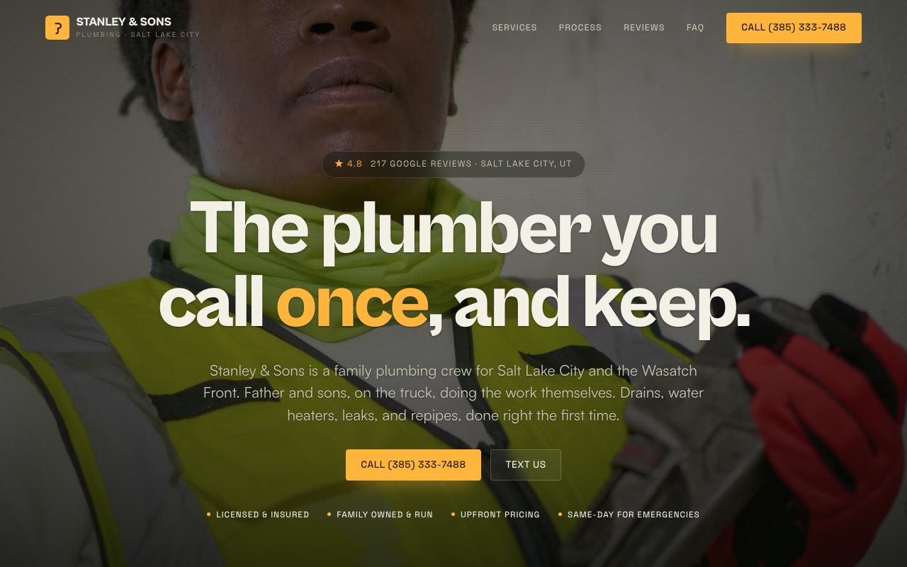 Stanley & Sons Plumbing website design