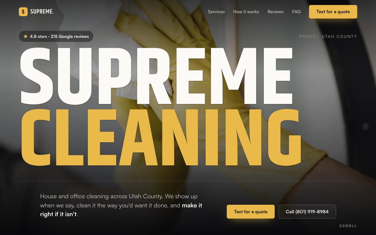Supreme Cleaning website design