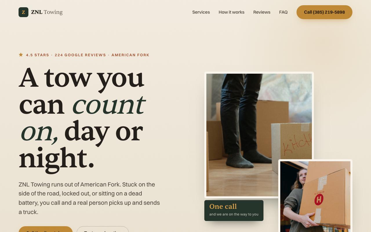 ZNL Towing website design